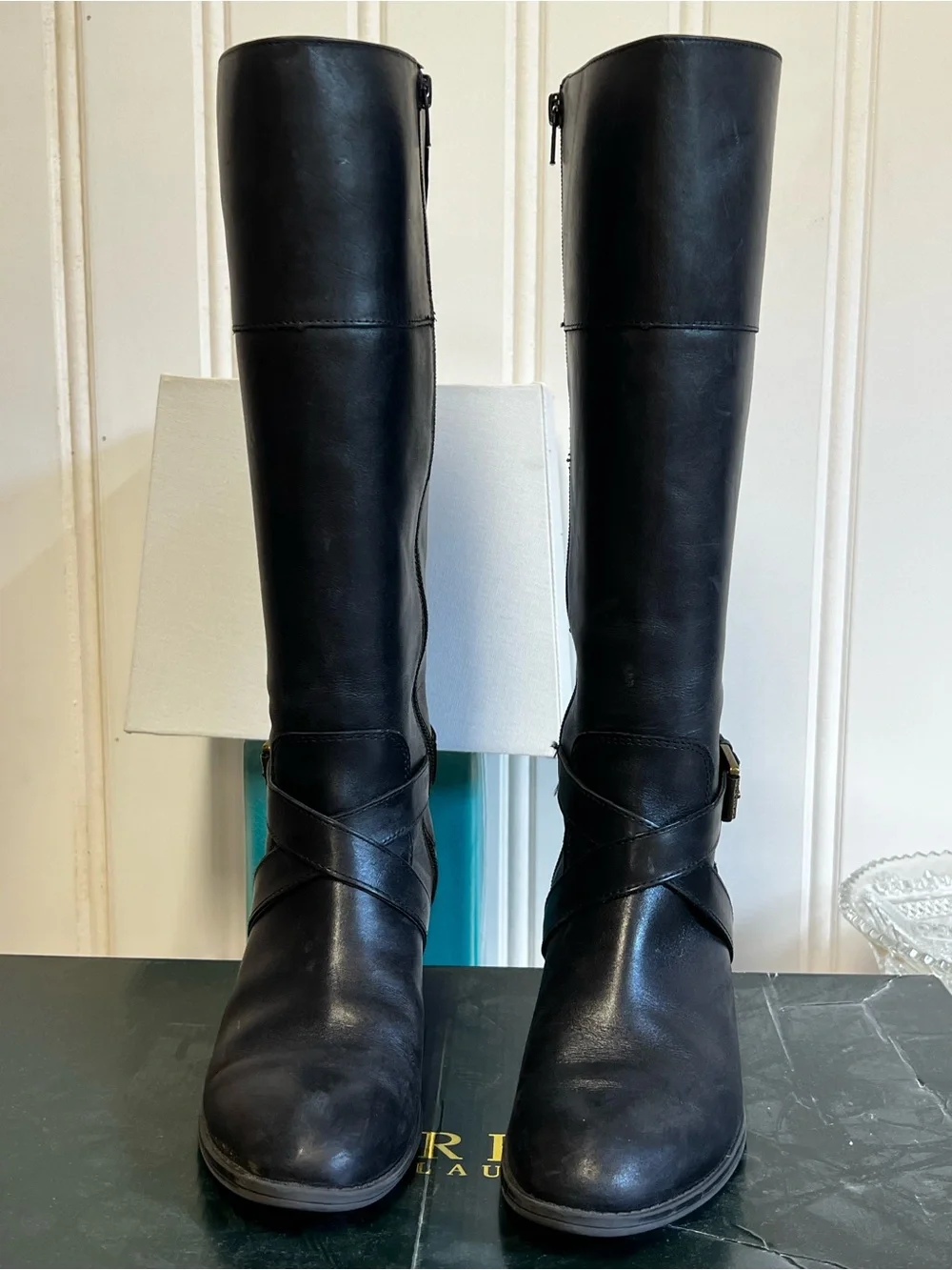 Black Leather Ralph Lauren Riding Boots size 7
